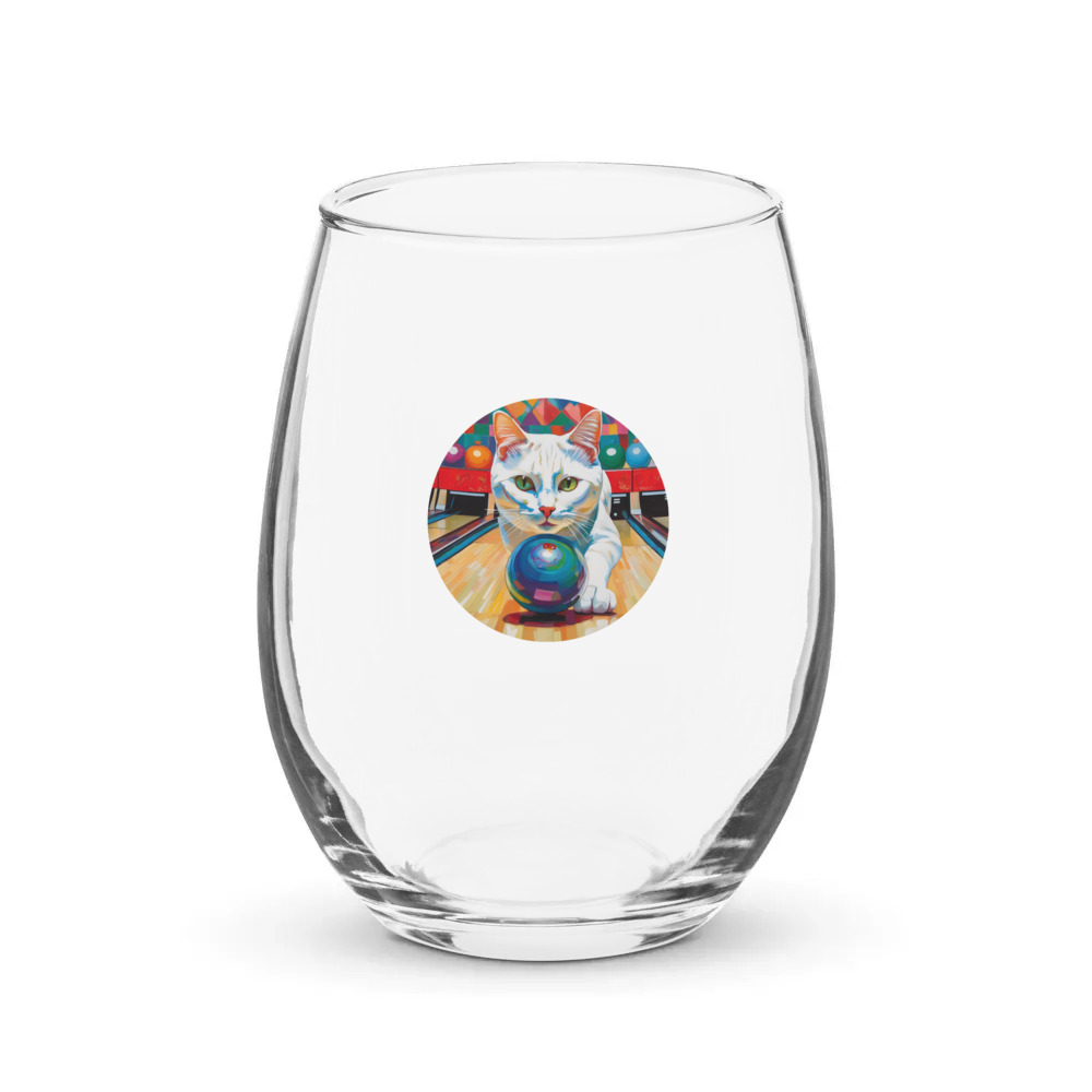 PugMug Custom White Companion Cat Stemless Wine Glass