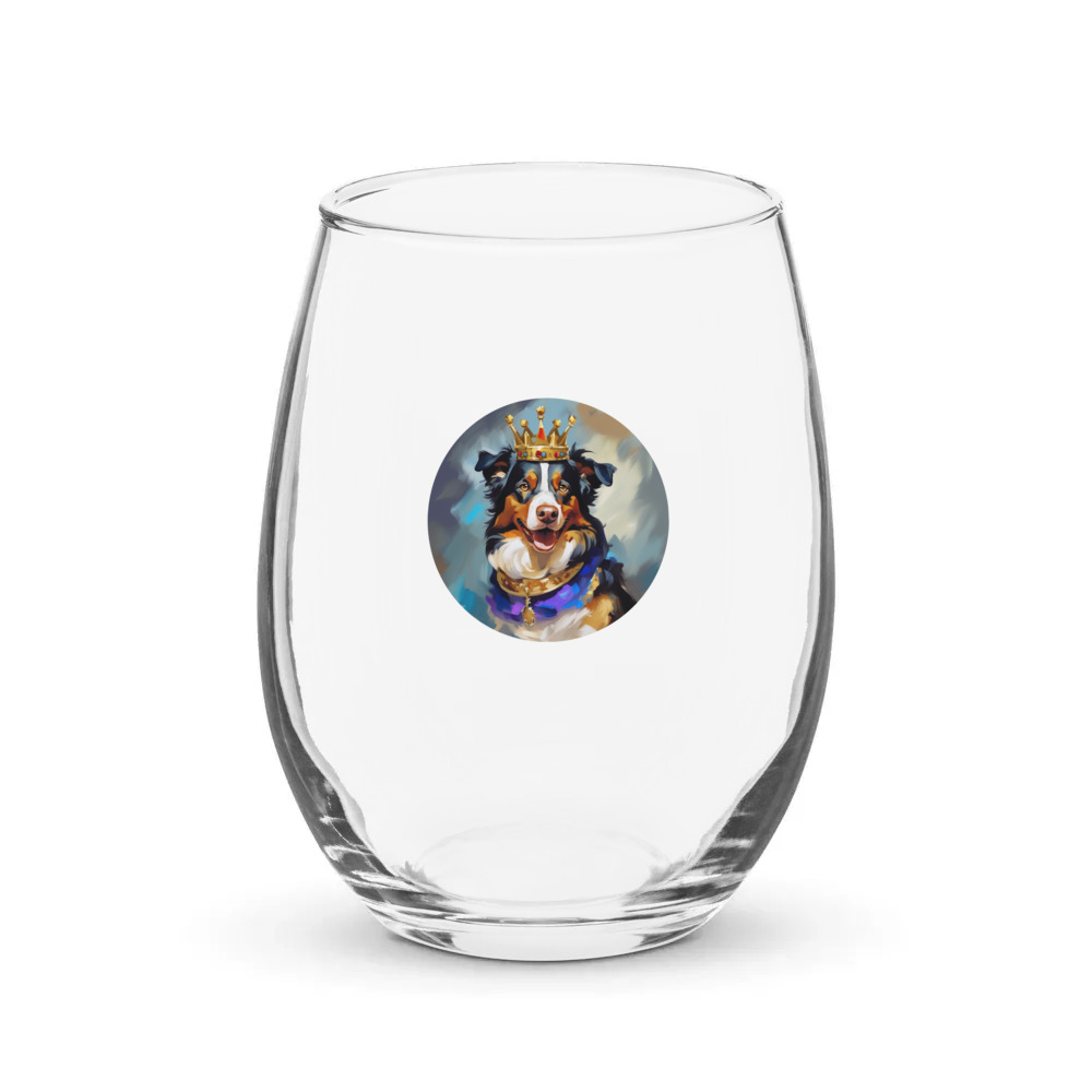 PugMug Custom Miniature American Shepherd Stemless Wine Glass