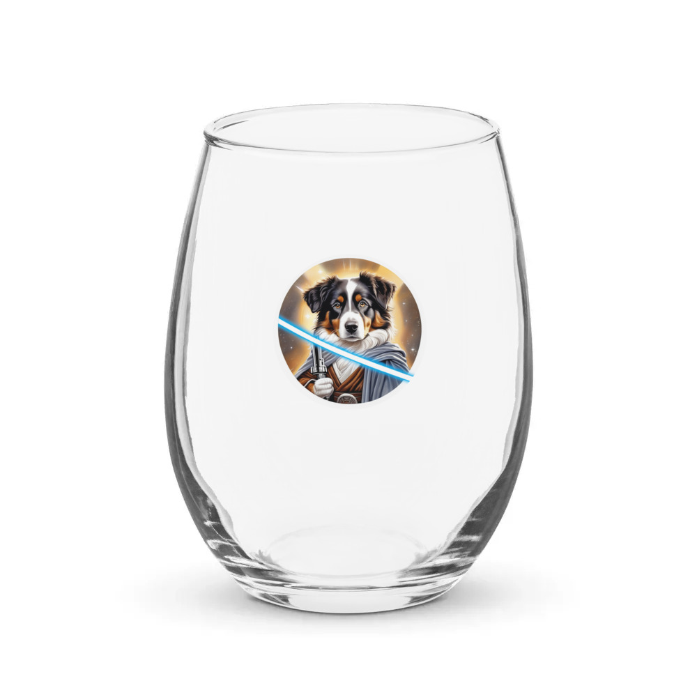 PugMug Custom Miniature American Shepherd Stemless Wine Glass