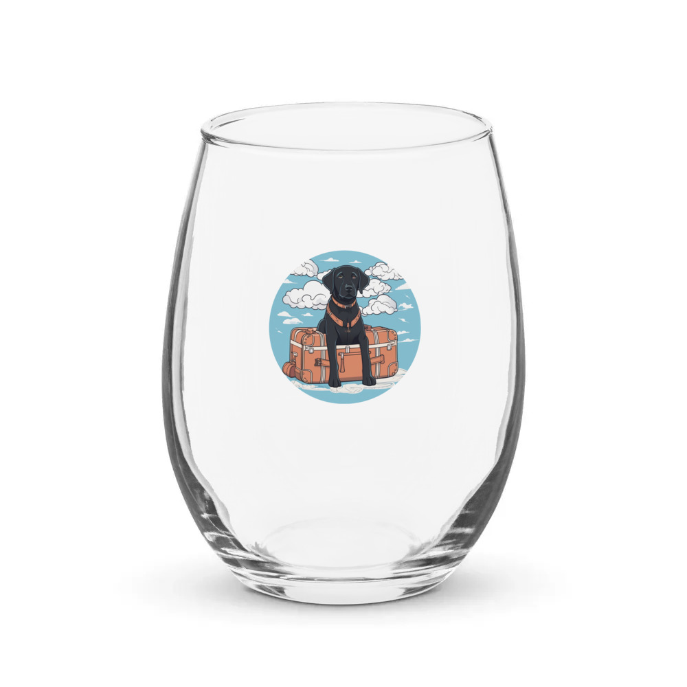 PugMug Custom Black Labrador Retriever Stemless Wine Glass