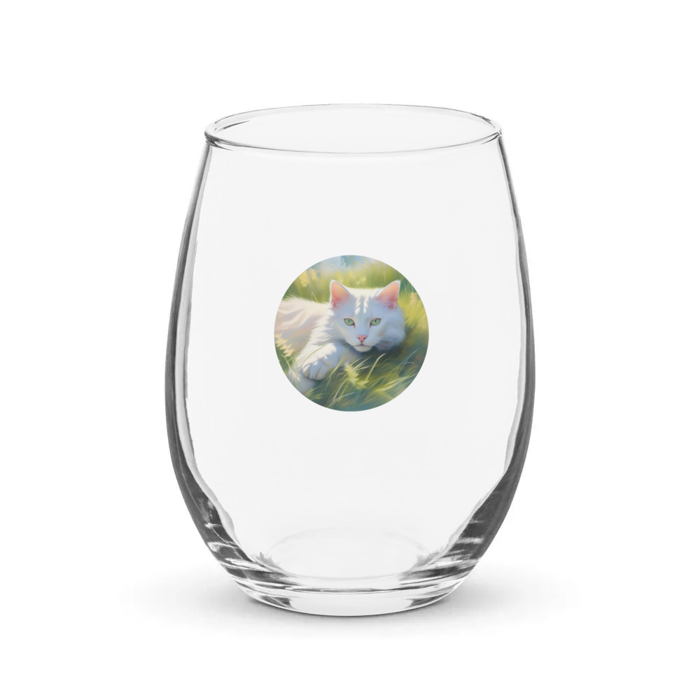 PugMug Custom White Exotic Cat Stemless Wine Glass