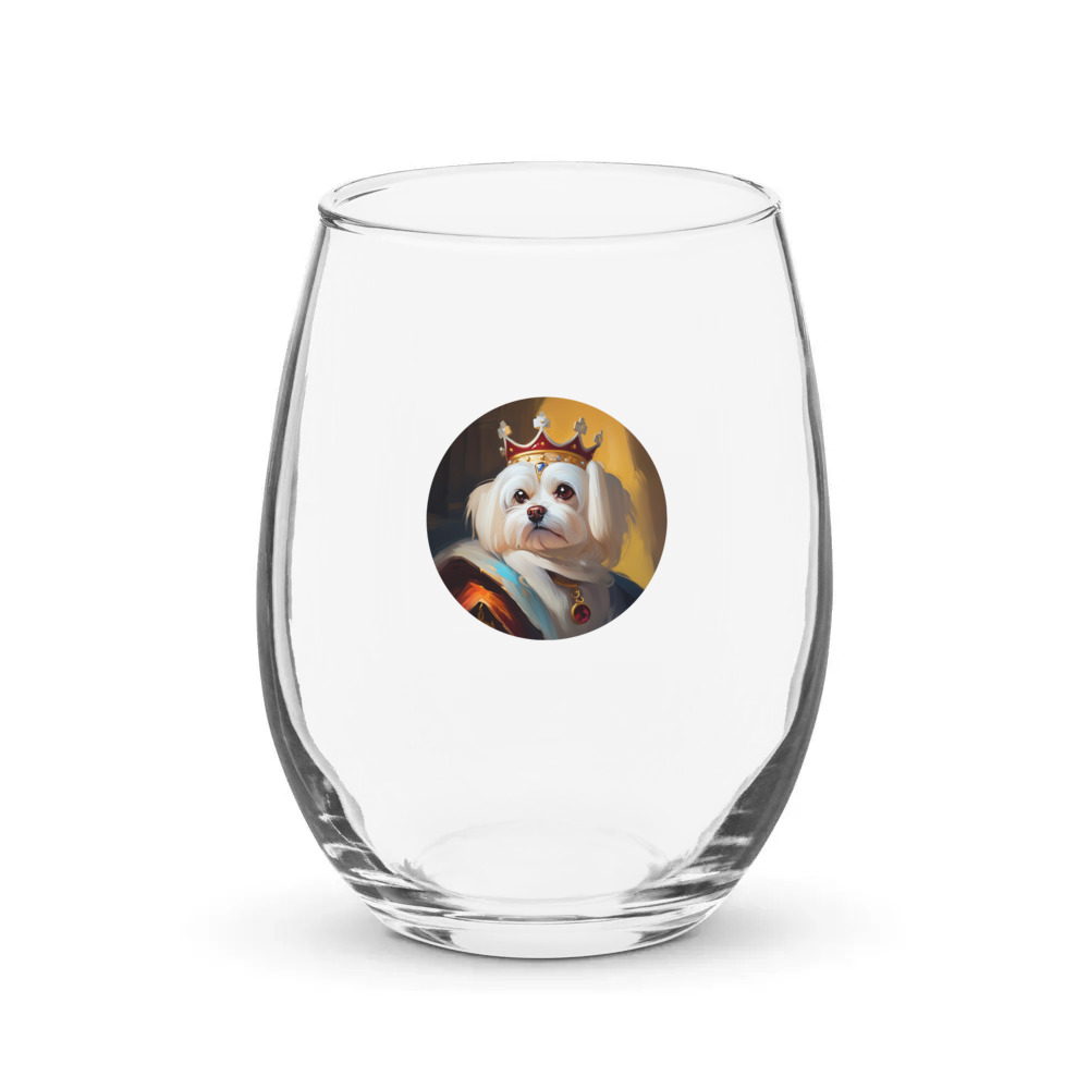 PugMug Custom Maltese Dog Stemless Wine Glass