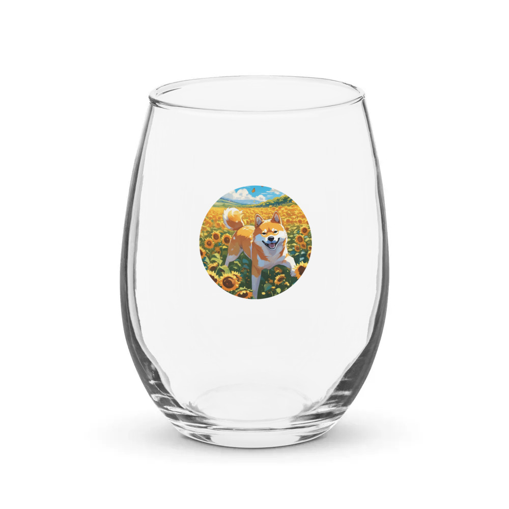 PugMug Custom Shiba Inu Stemless Wine Glass