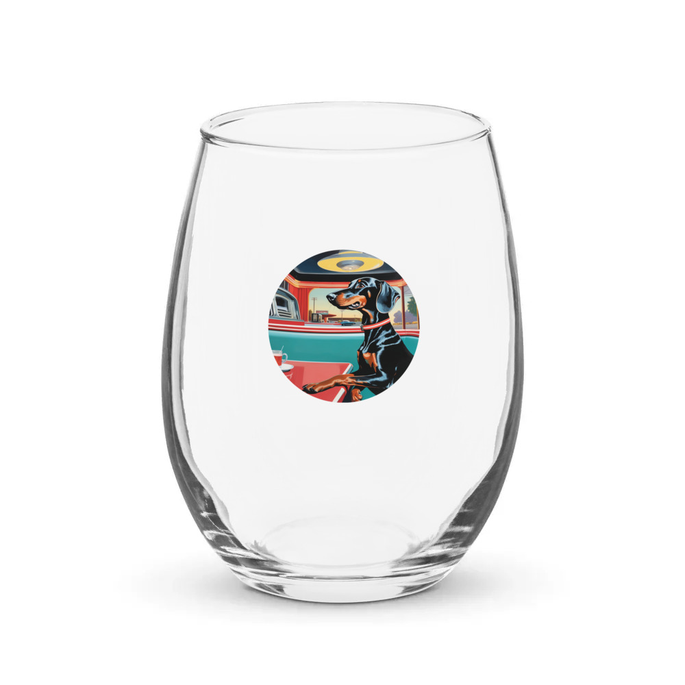 PugMug Custom Black Dachshund Stemless Wine Glass
