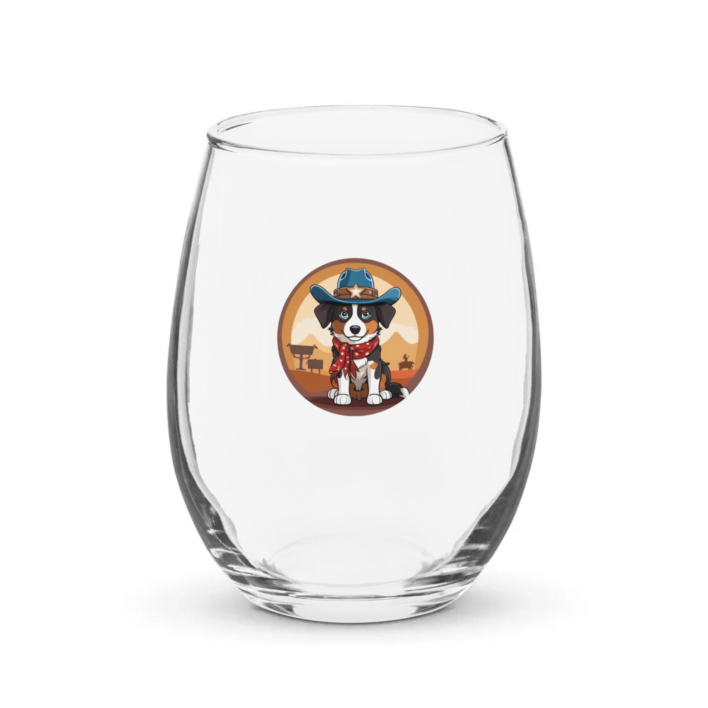 PugMug Custom Miniature American Shepherd Stemless Wine Glass