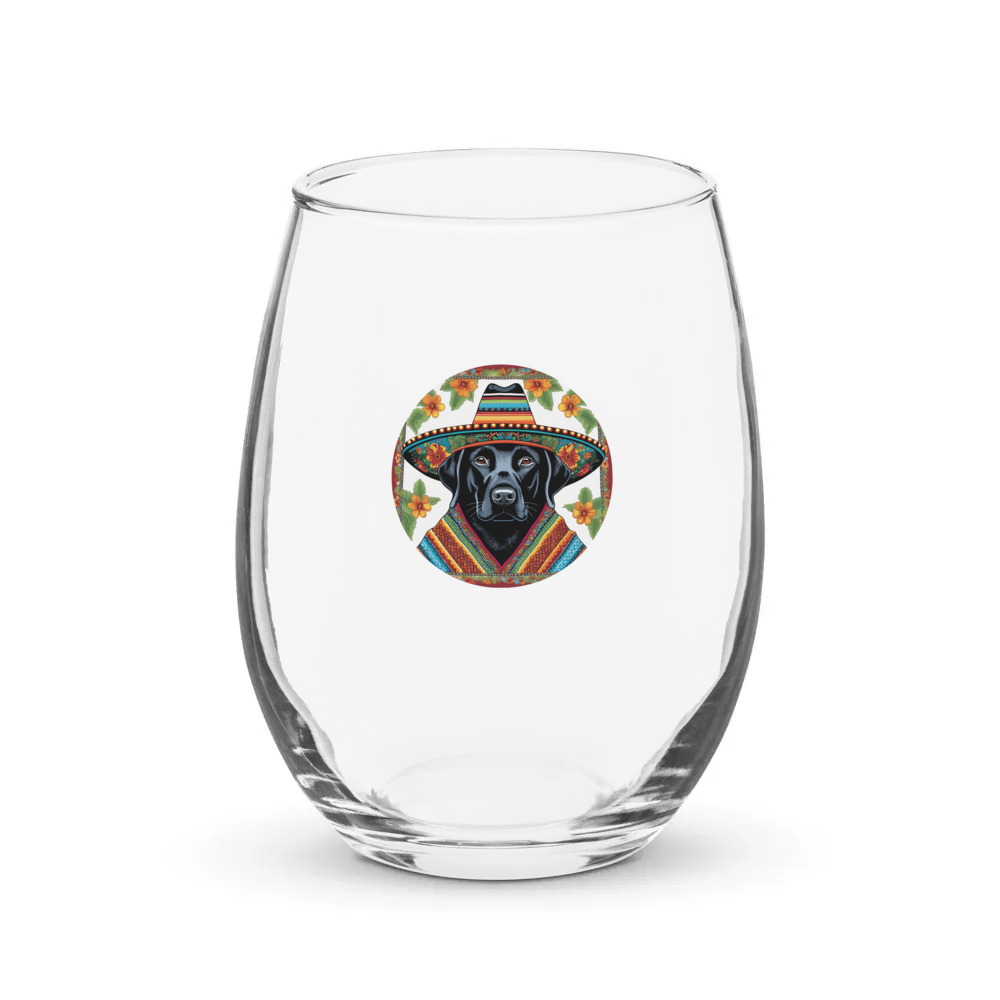 PugMug Custom Black Labrador Retriever Stemless Wine Glass