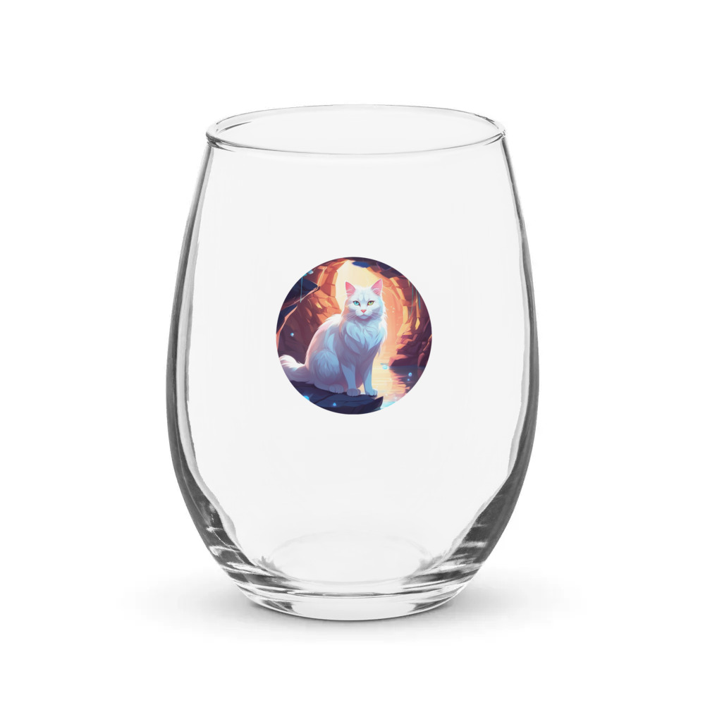 PugMug Custom White Companion Cat Stemless Wine Glass