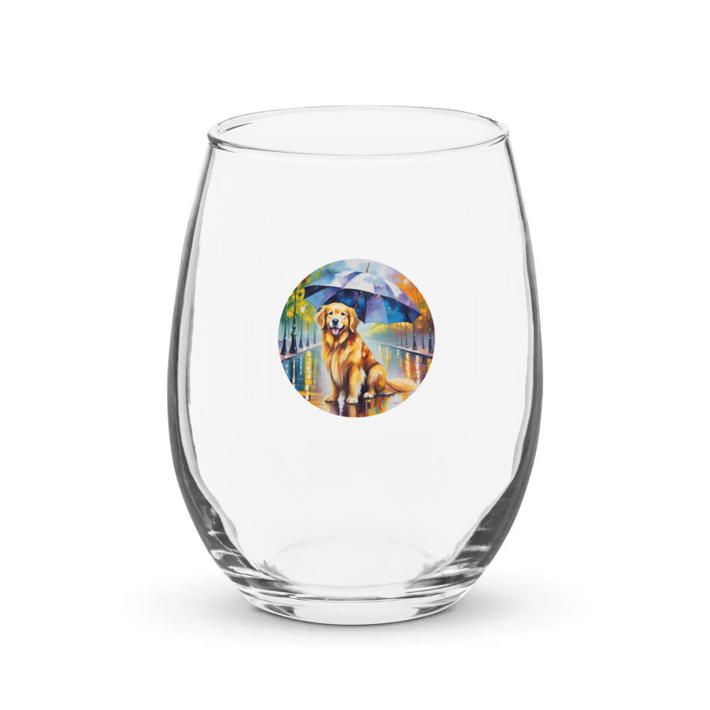 PugMug Custom Golden Retriever Stemless Wine Glass