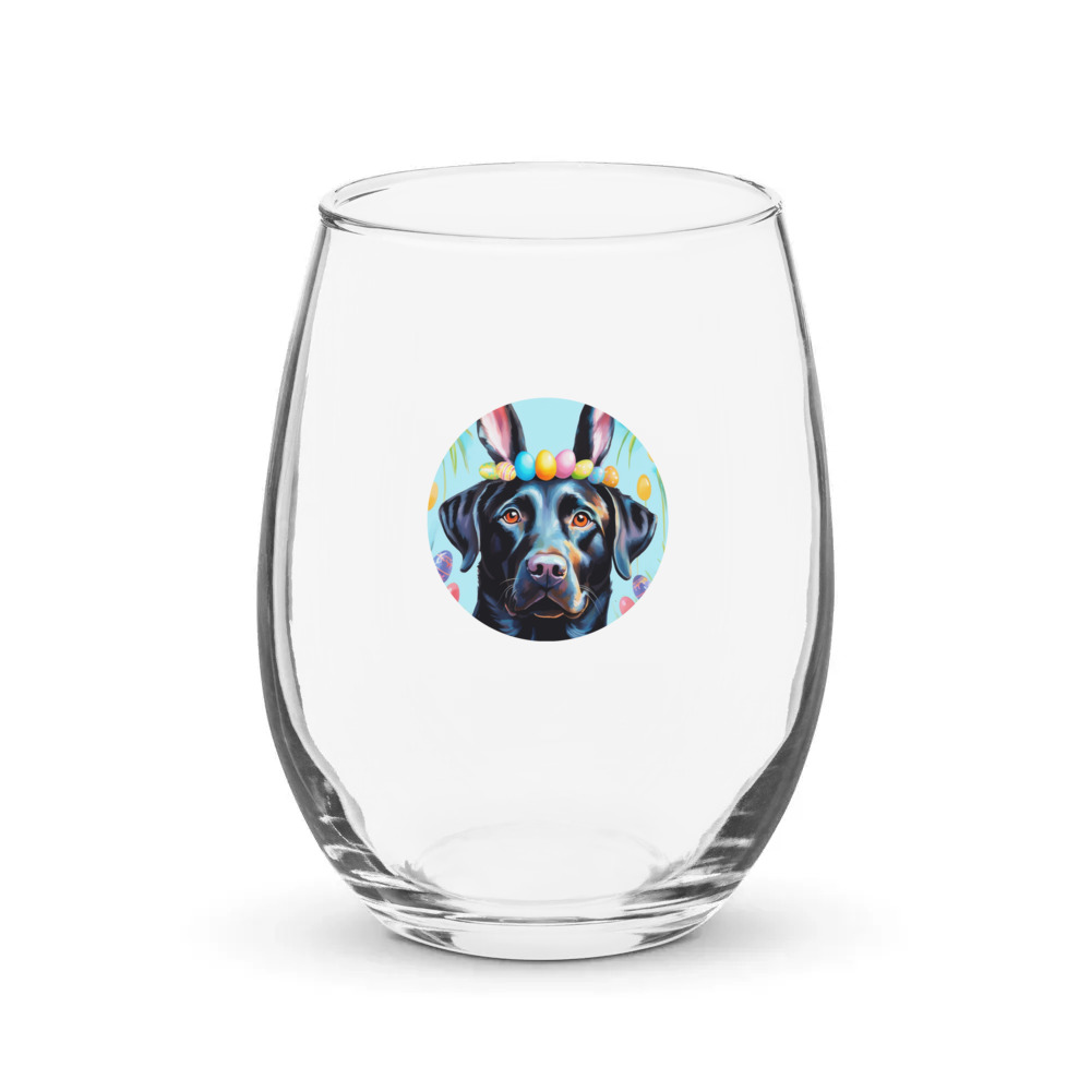 PugMug Custom Black Labrador Retriever Stemless Wine Glass