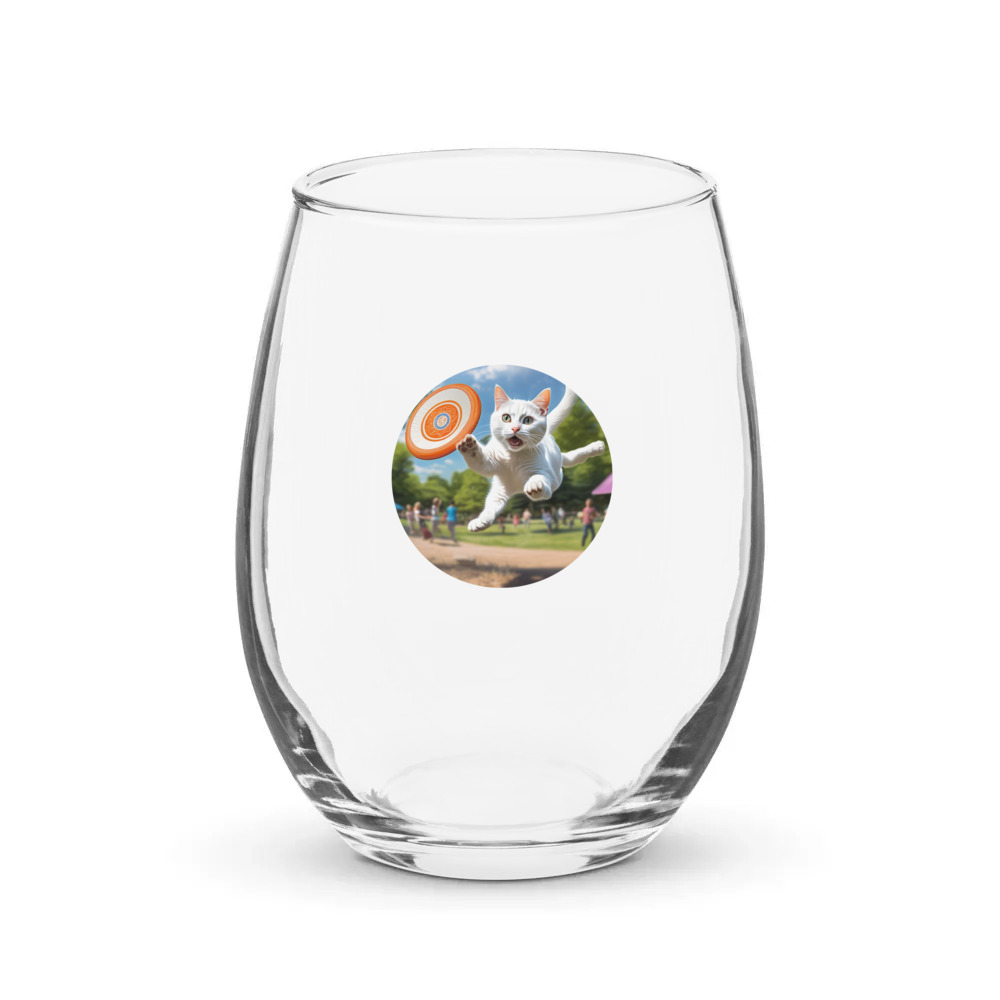 PugMug Custom White Companion Cat Stemless Wine Glass