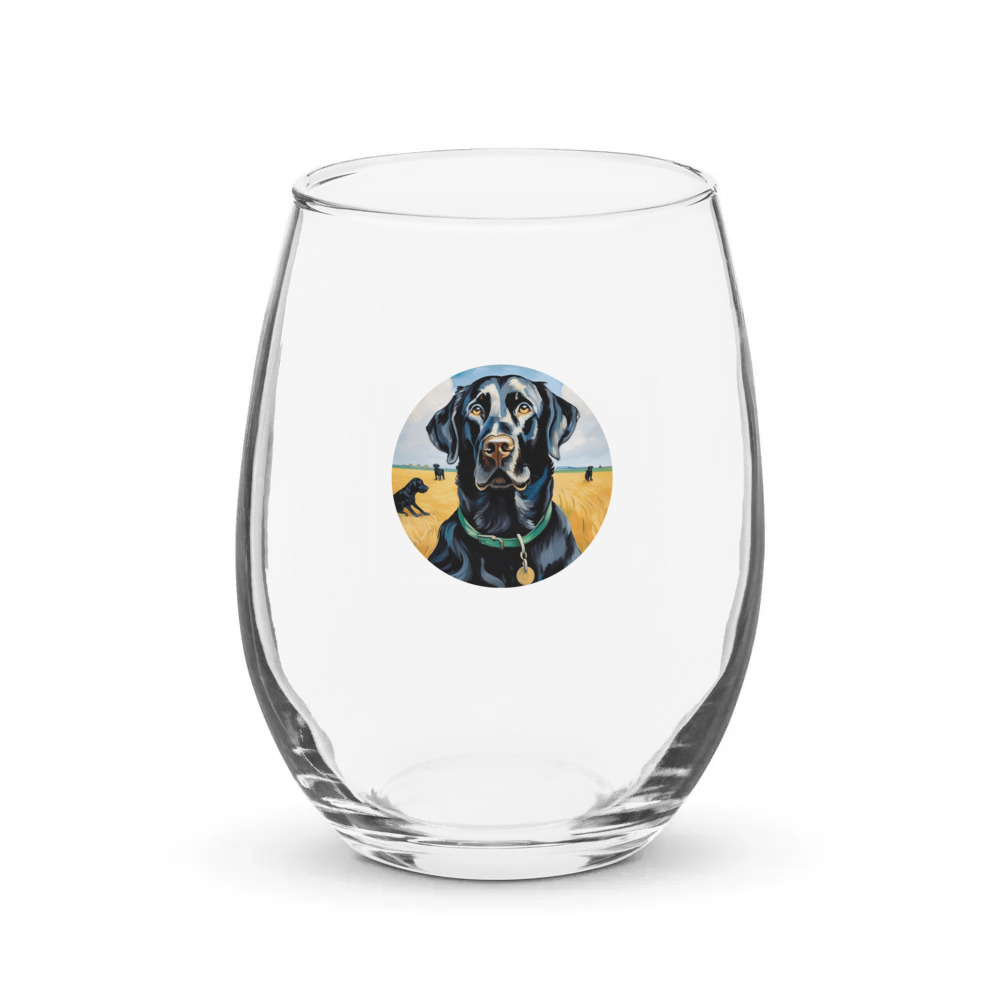 PugMug Custom Black Labrador Retriever Stemless Wine Glass