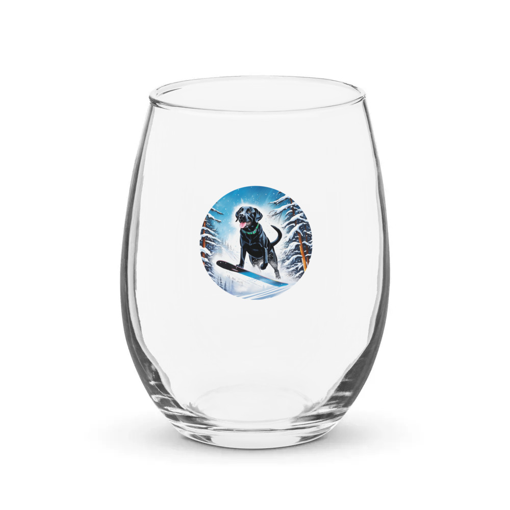 PugMug Custom Black Labrador Retriever Stemless Wine Glass