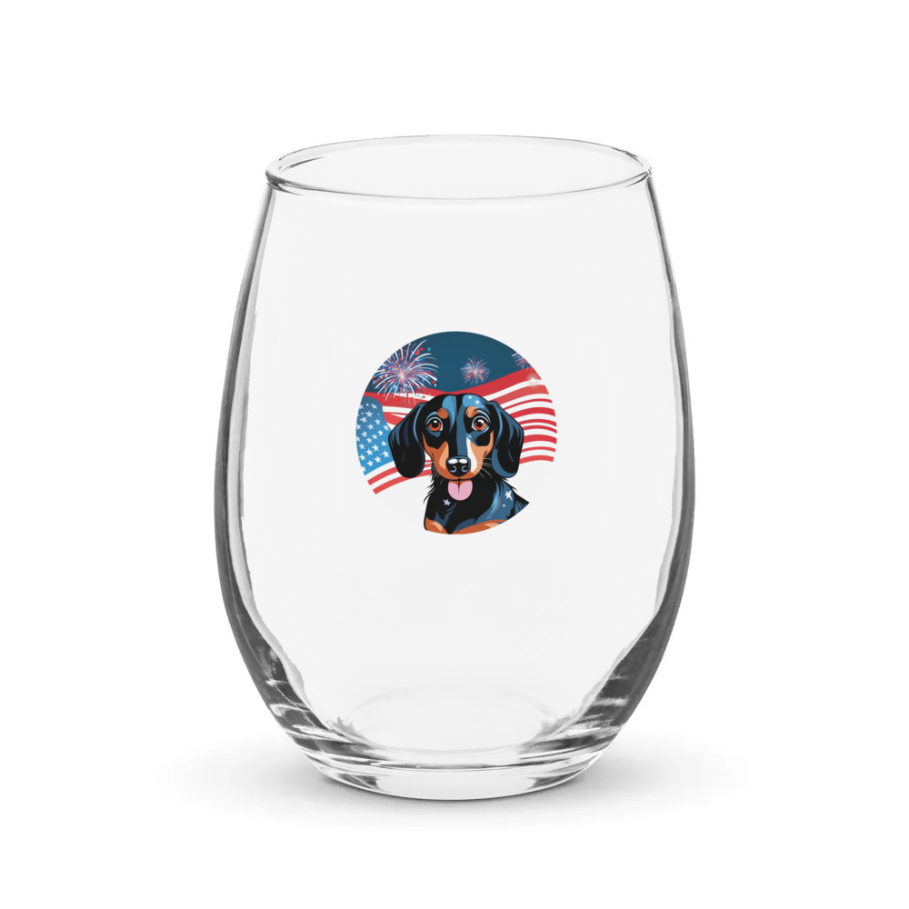 PugMug Custom Black Dachshund Stemless Wine Glass