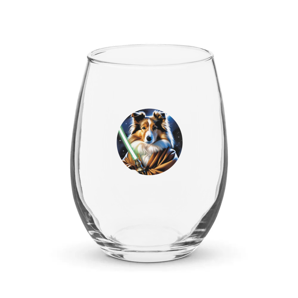 PugMug Custom Shetland Sheepdog Stemless Wine Glass