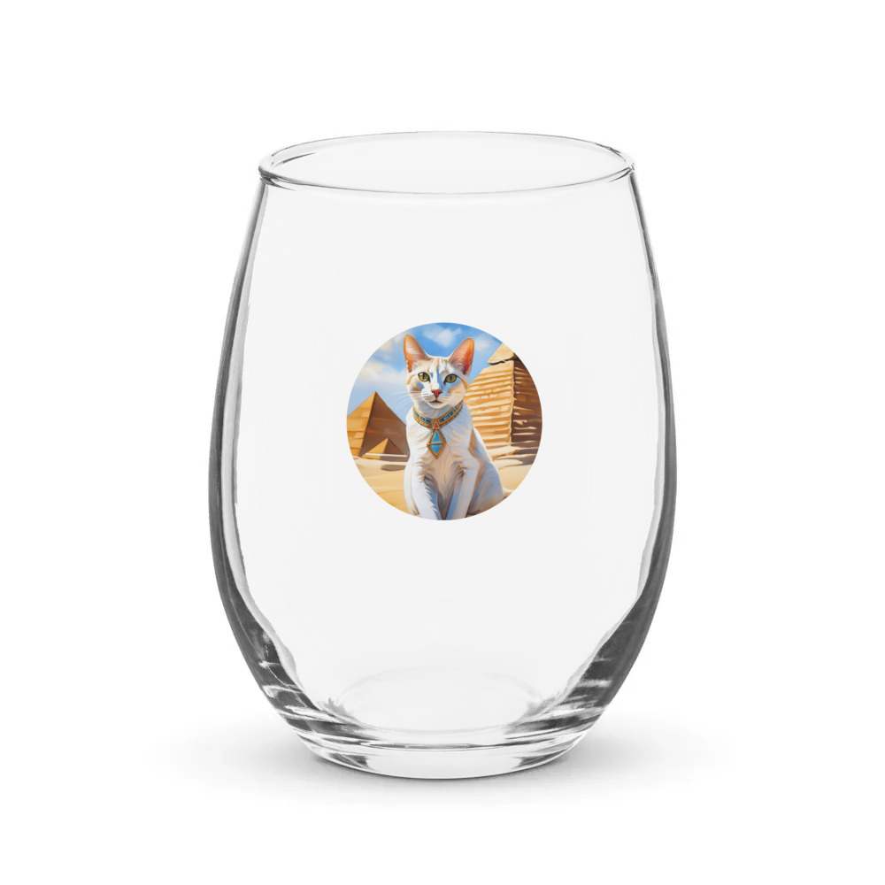 PugMug Custom White Abyssinian Cat Stemless Wine Glass