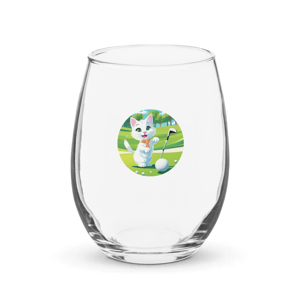 PugMug Custom White Companion Cat Stemless Wine Glass