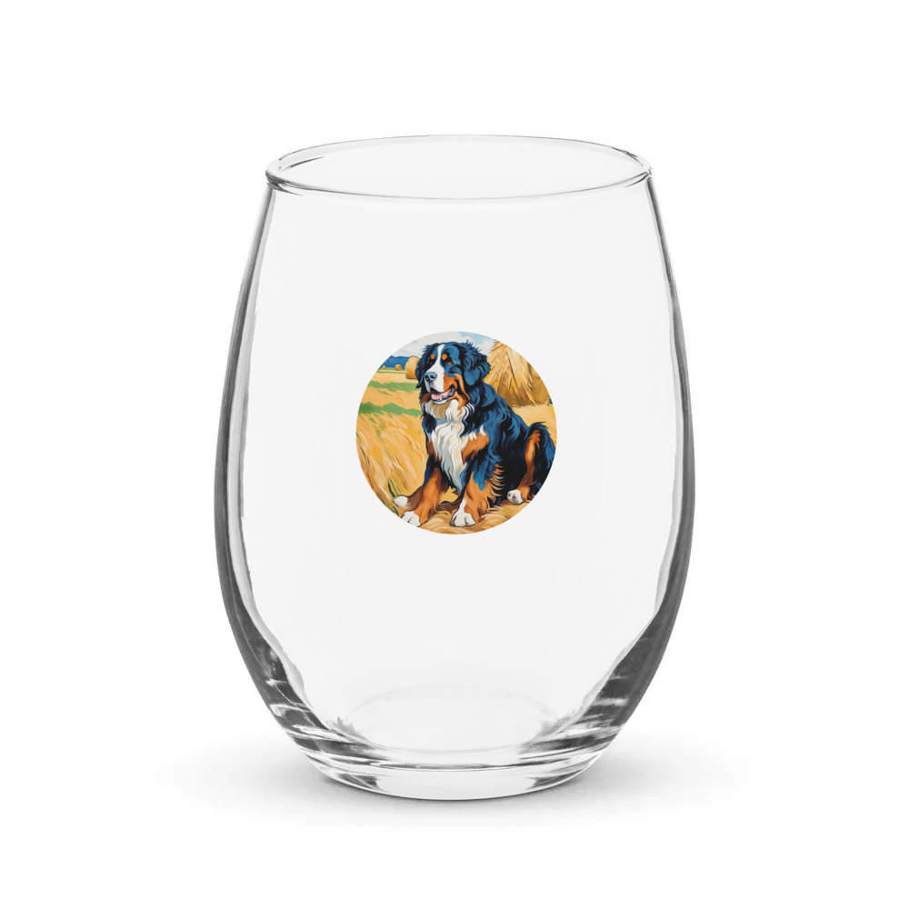 PugMug Custom Bernese Mountain Dog Stemless Wine Glass