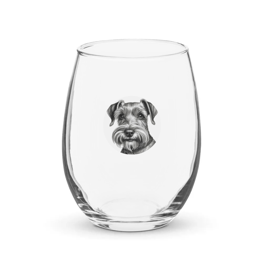 PugMug Custom Miniature Schnauzer Stemless Wine Glass