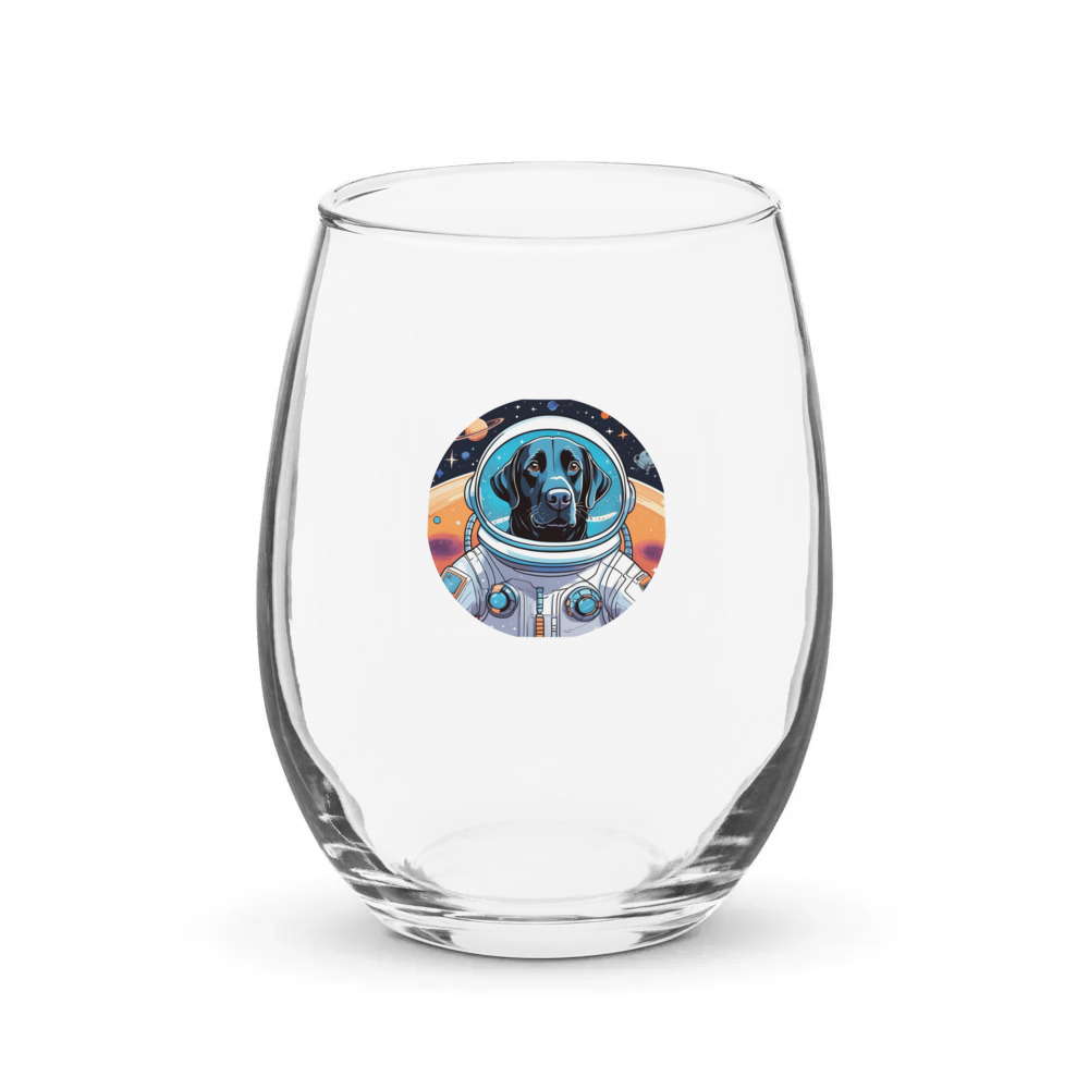 PugMug Custom Black Labrador Retriever Stemless Wine Glass
