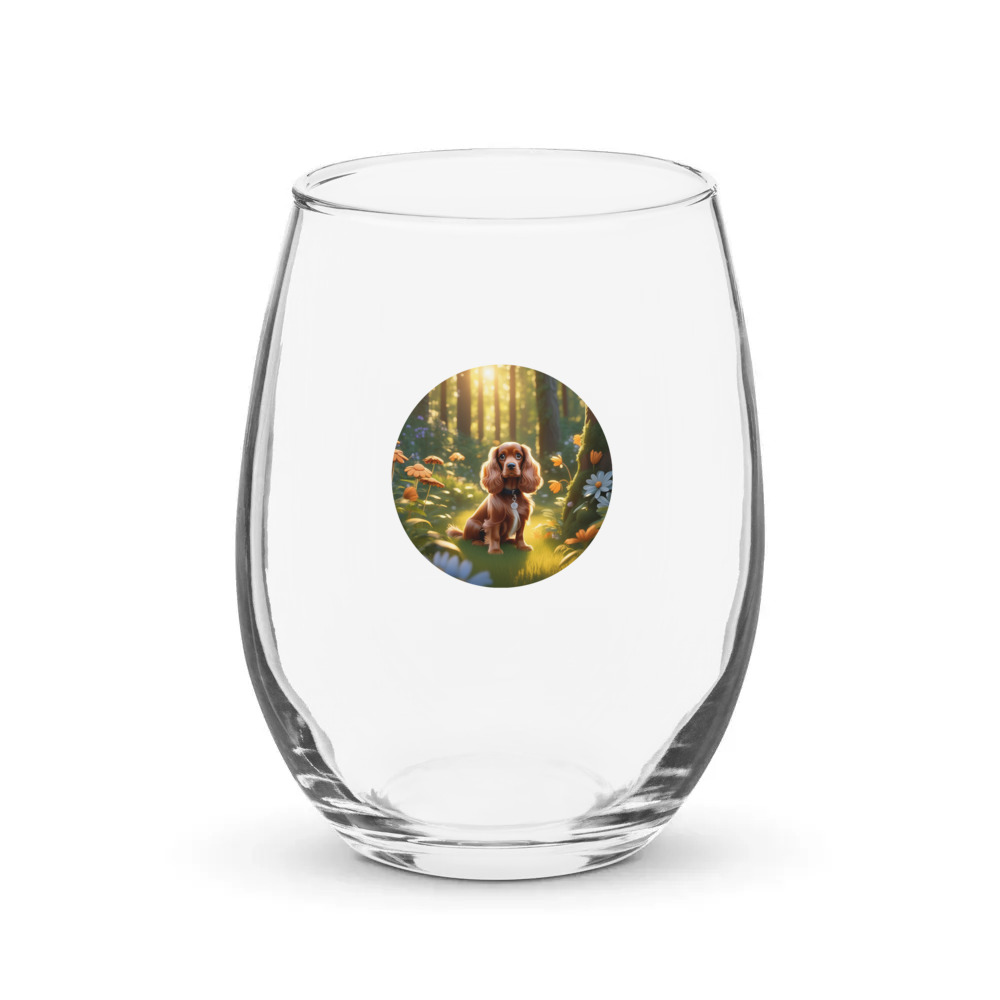 PugMug Custom English Cocker Spaniel Stemless Wine Glass
