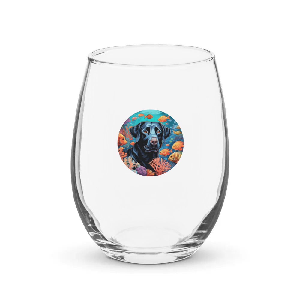 PugMug Custom Black Labrador Retriever Stemless Wine Glass