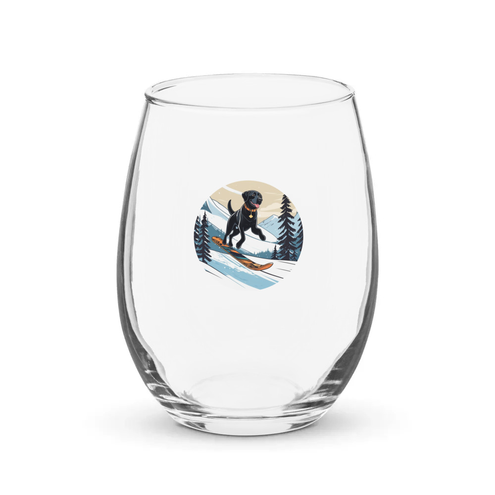 PugMug Custom Black Labrador Retriever Stemless Wine Glass