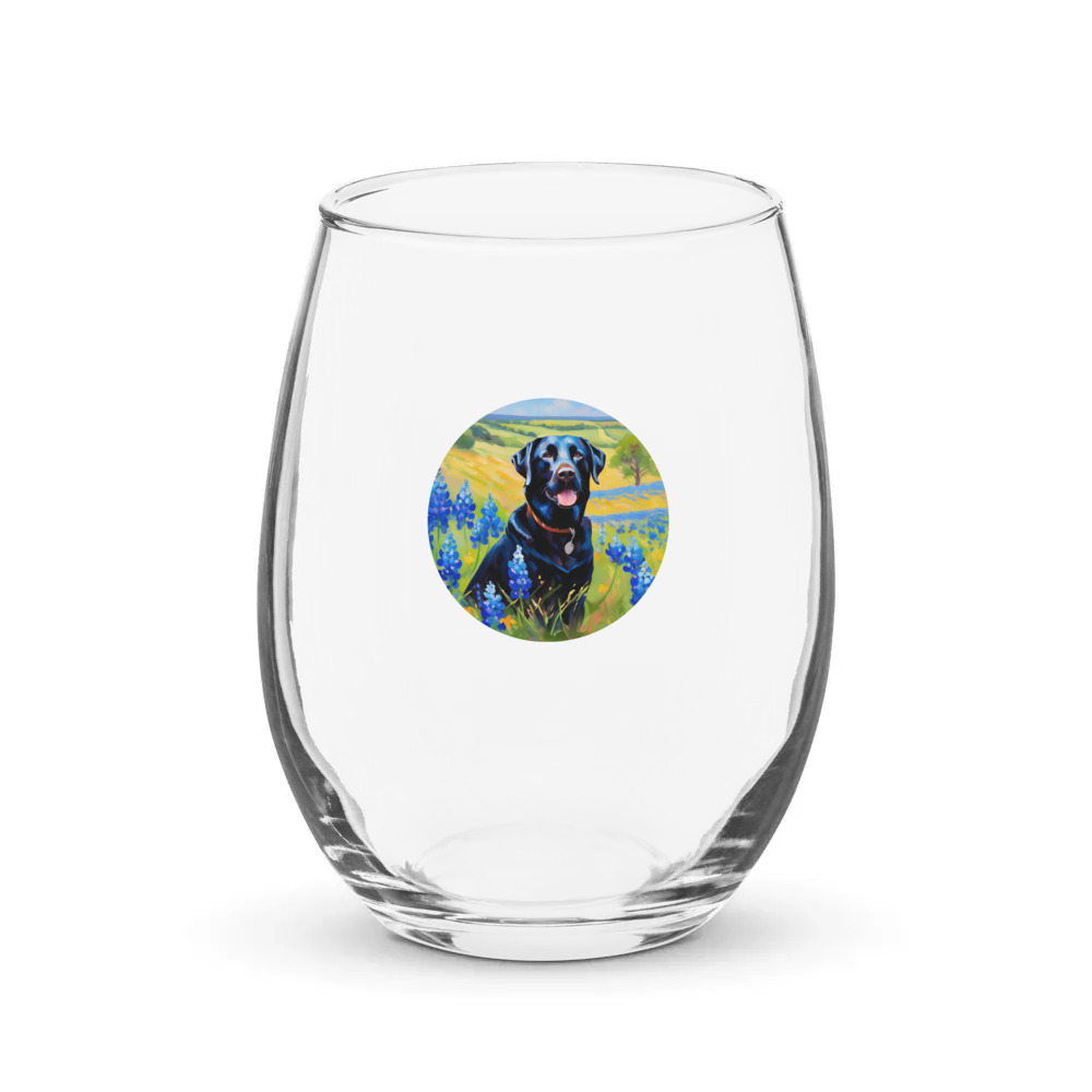 PugMug Custom Black Labrador Retriever Stemless Wine Glass