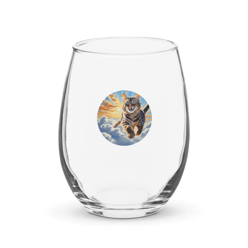 PugMug Custom Tabby Companion Cat Stemless Wine Glass