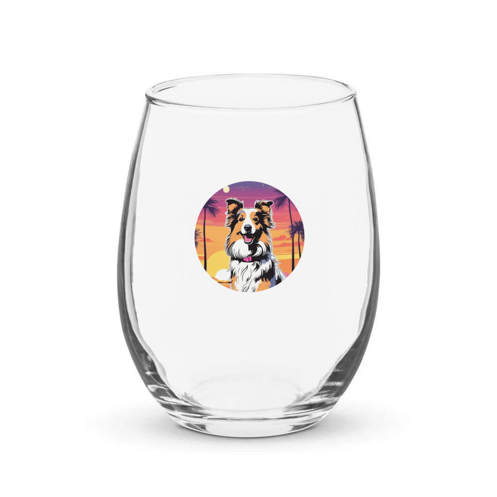 PugMug Custom Shetland Sheepdog Stemless Wine Glass