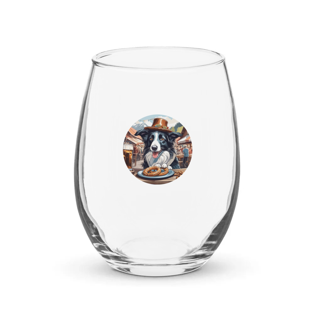 PugMug Custom Border Collie Stemless Wine Glass