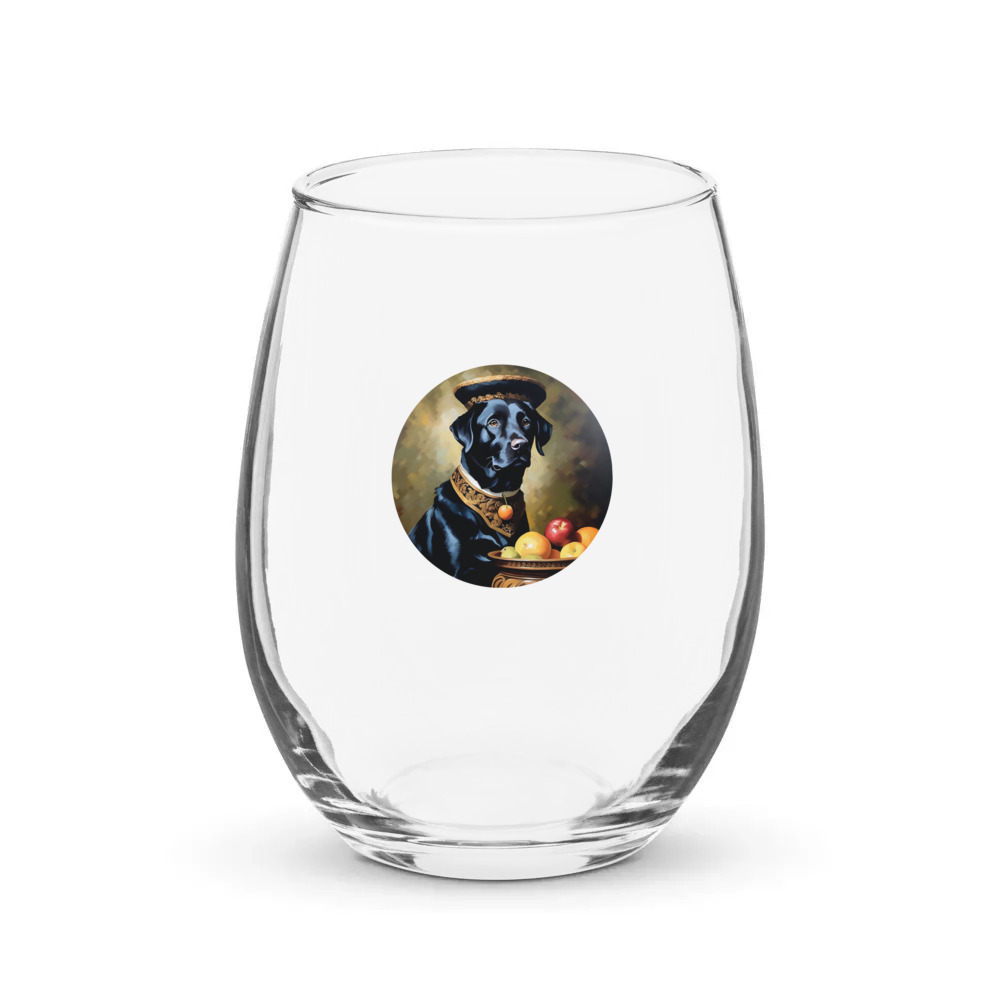 PugMug Custom Black Labrador Retriever Stemless Wine Glass