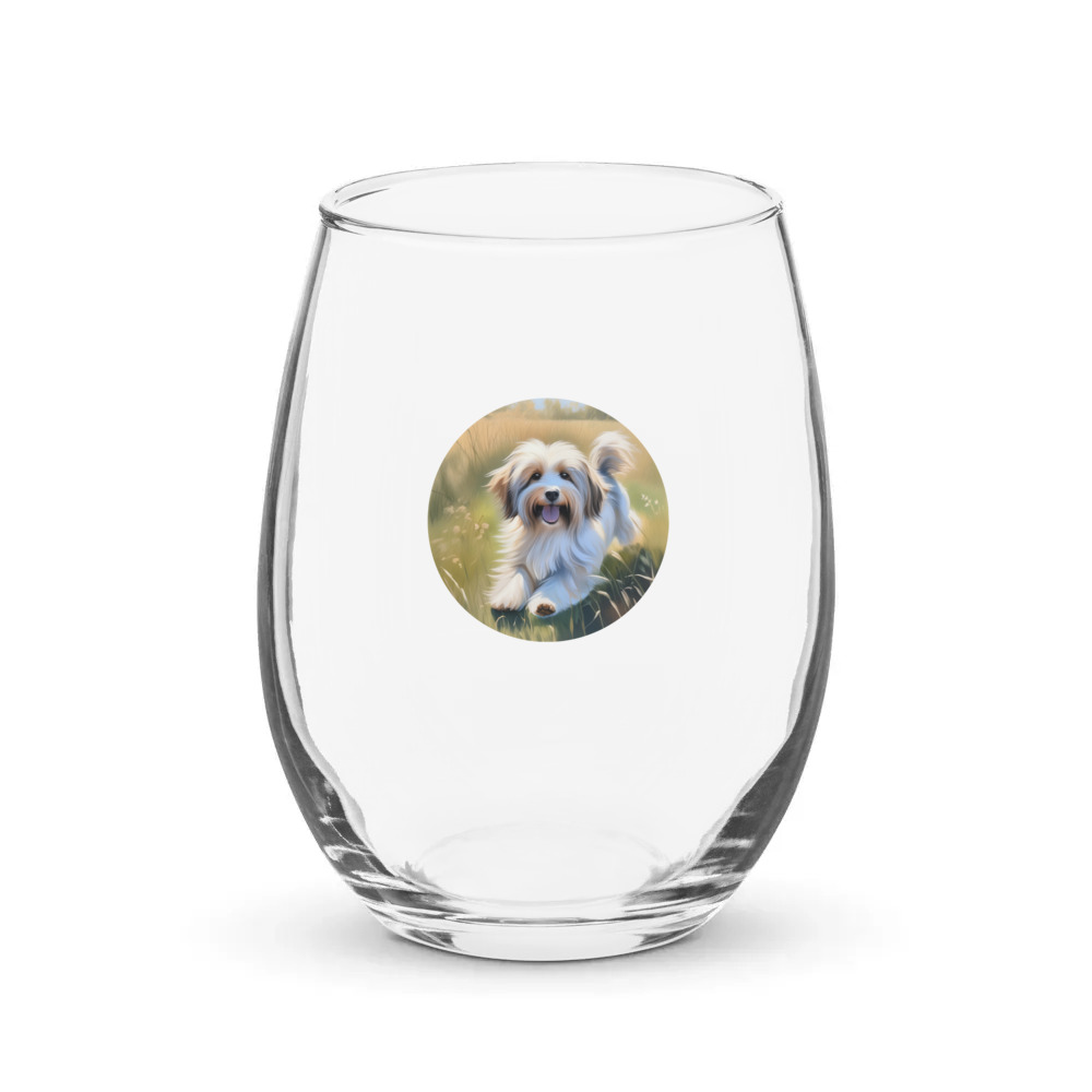 PugMug Custom Tan Havanese Dog Stemless Wine Glass