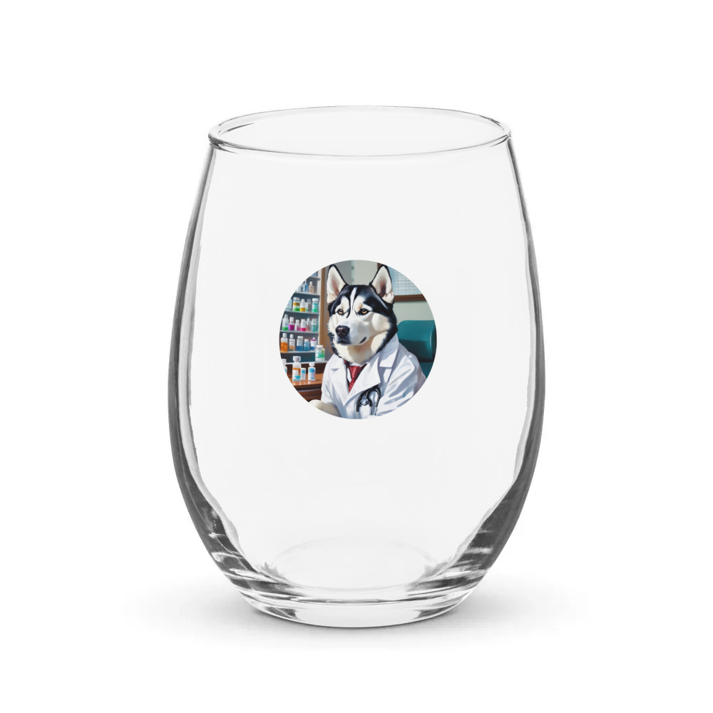 PugMug Custom Siberian Husky Stemless Wine Glass
