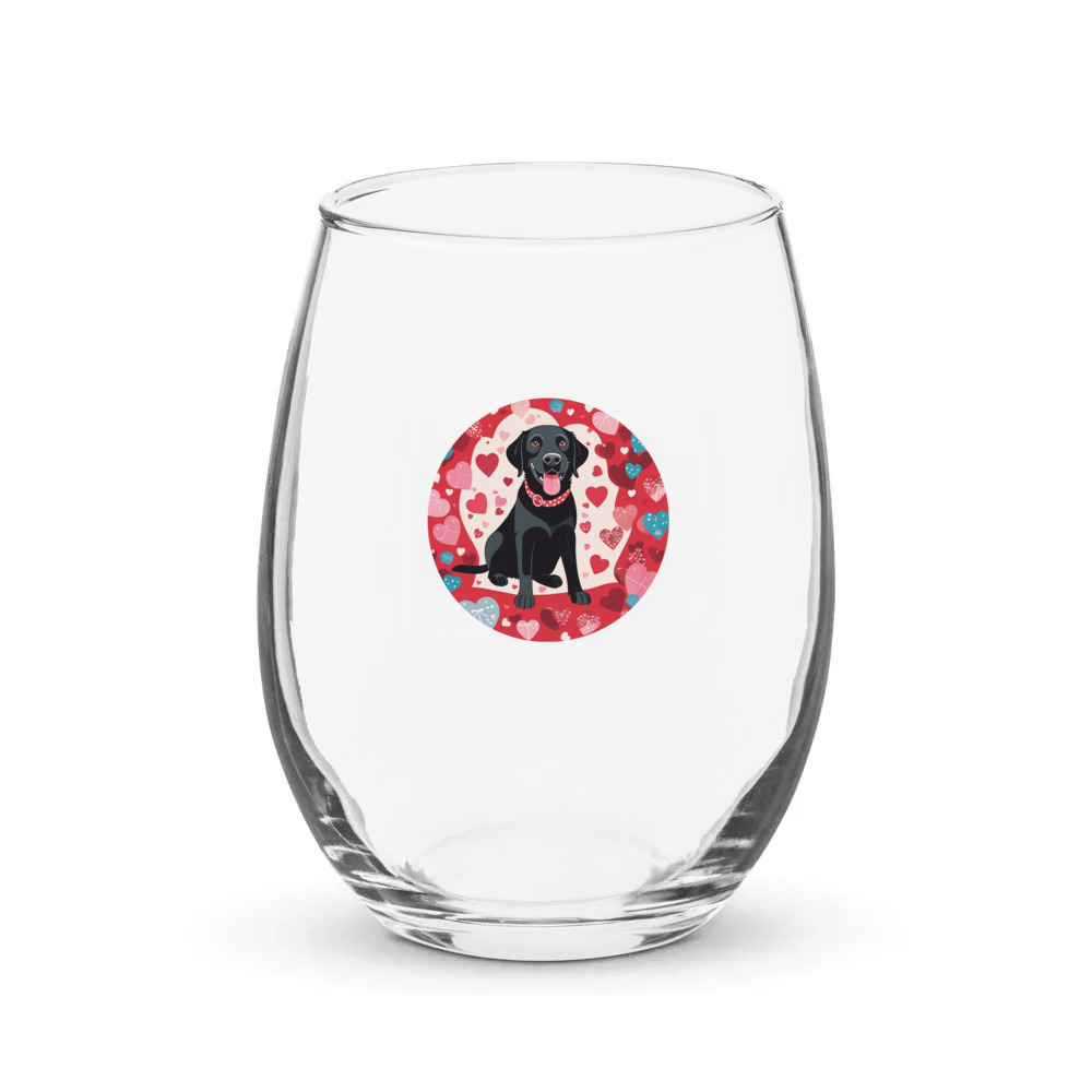 PugMug Custom Black Labrador Retriever Stemless Wine Glass