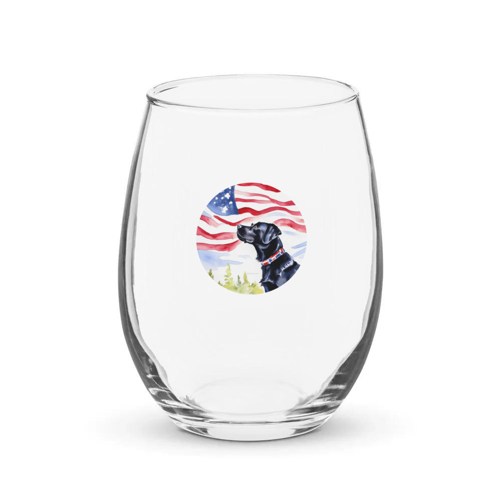 PugMug Custom Black Labrador Retriever Stemless Wine Glass