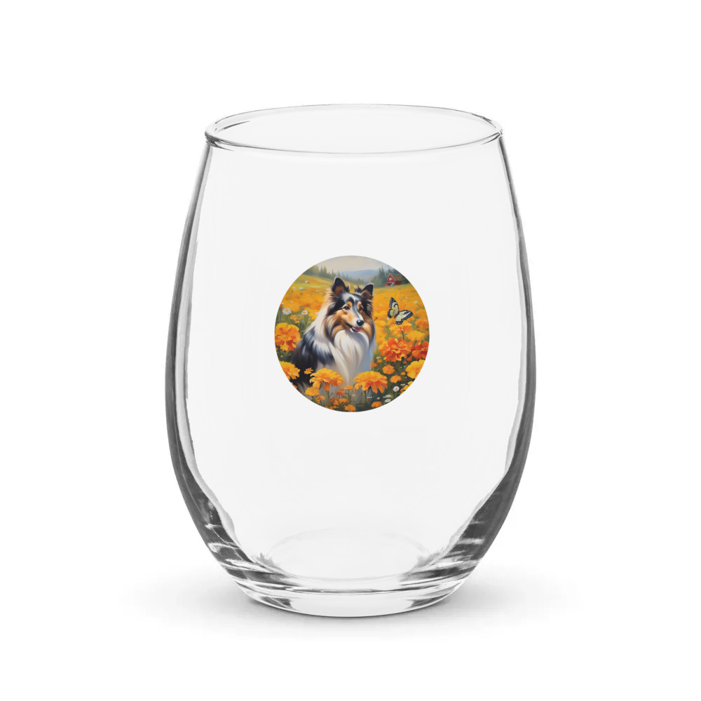 PugMug Custom Shetland Sheepdog Stemless Wine Glass