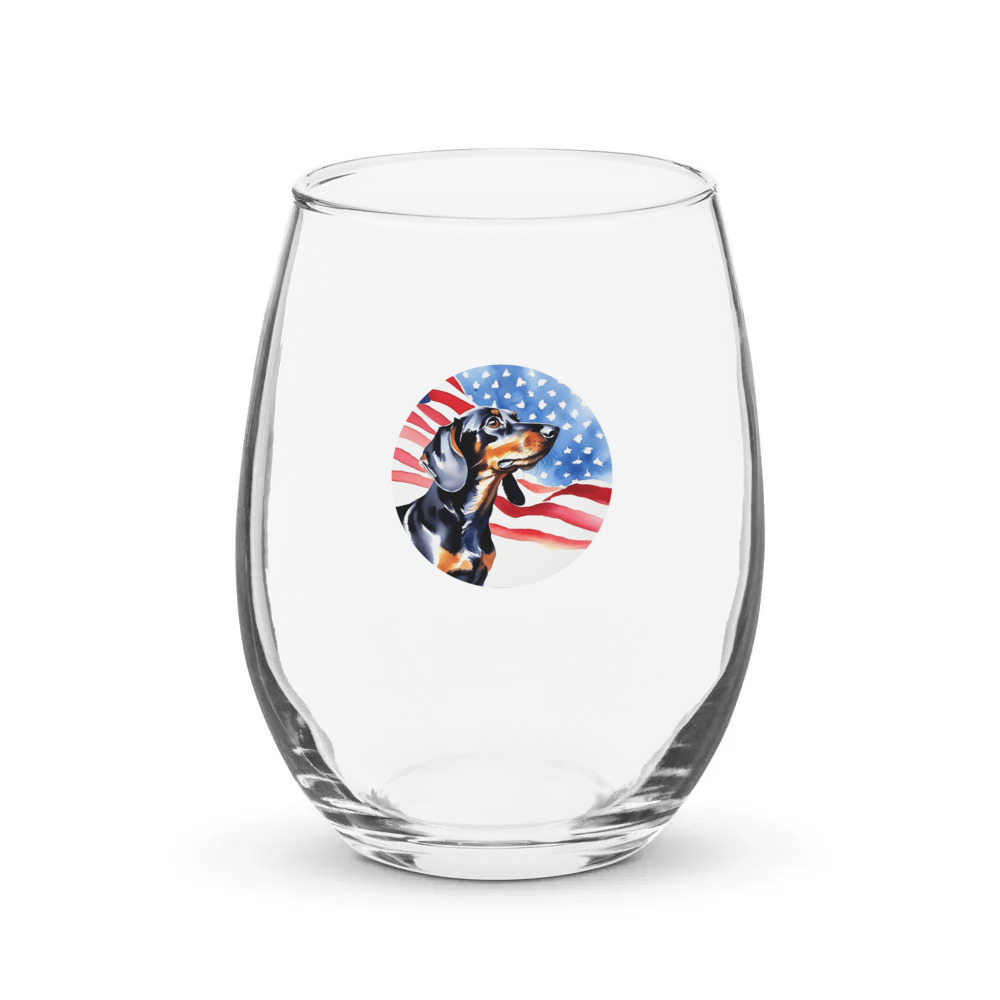 PugMug Custom Black Dachshund Stemless Wine Glass
