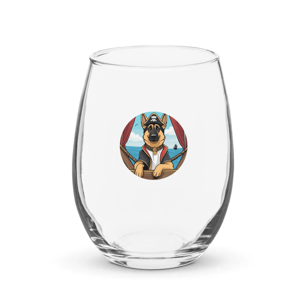 PugMug Custom German Shepherd Dog Stemless Wine Glass