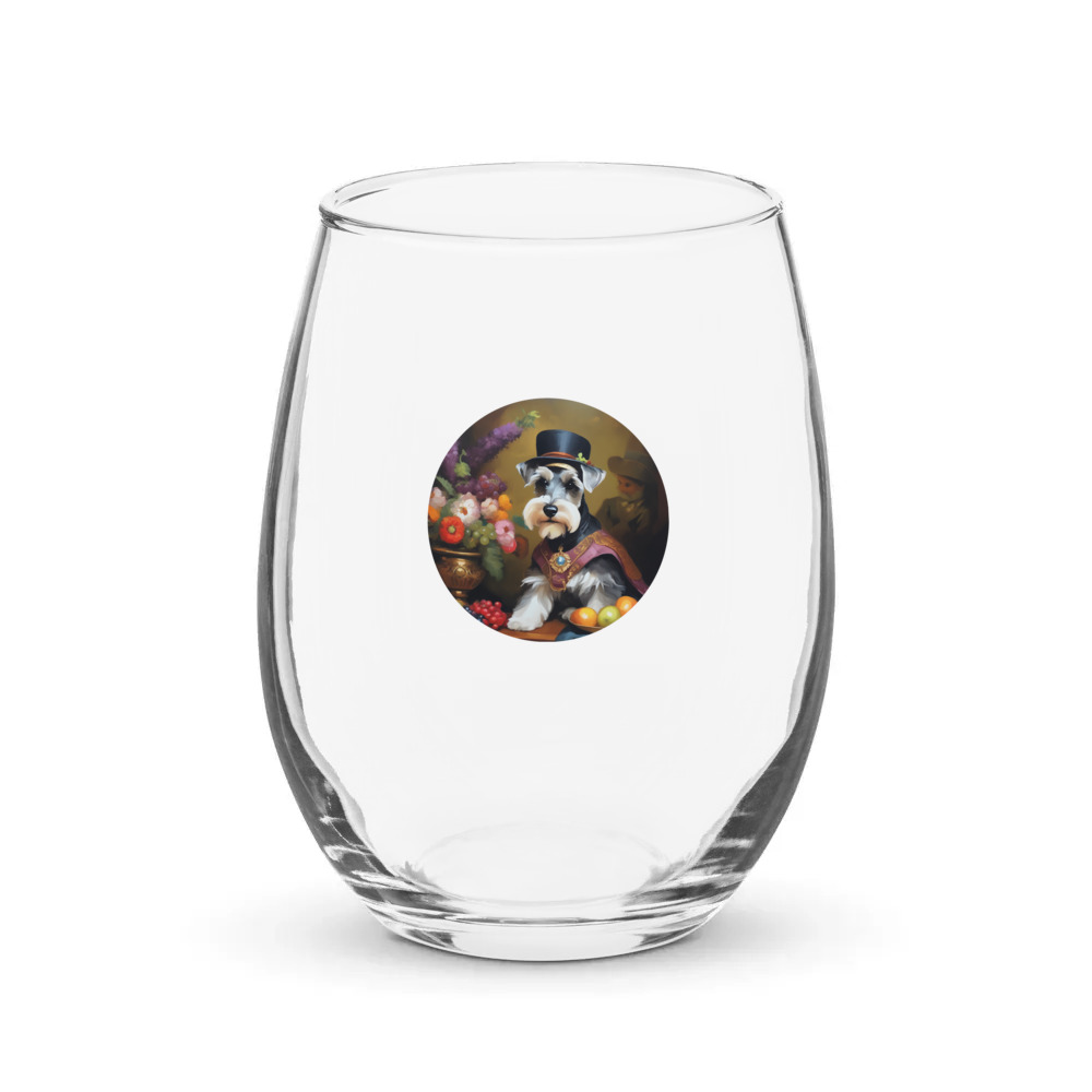 PugMug Custom Miniature Schnauzer Stemless Wine Glass