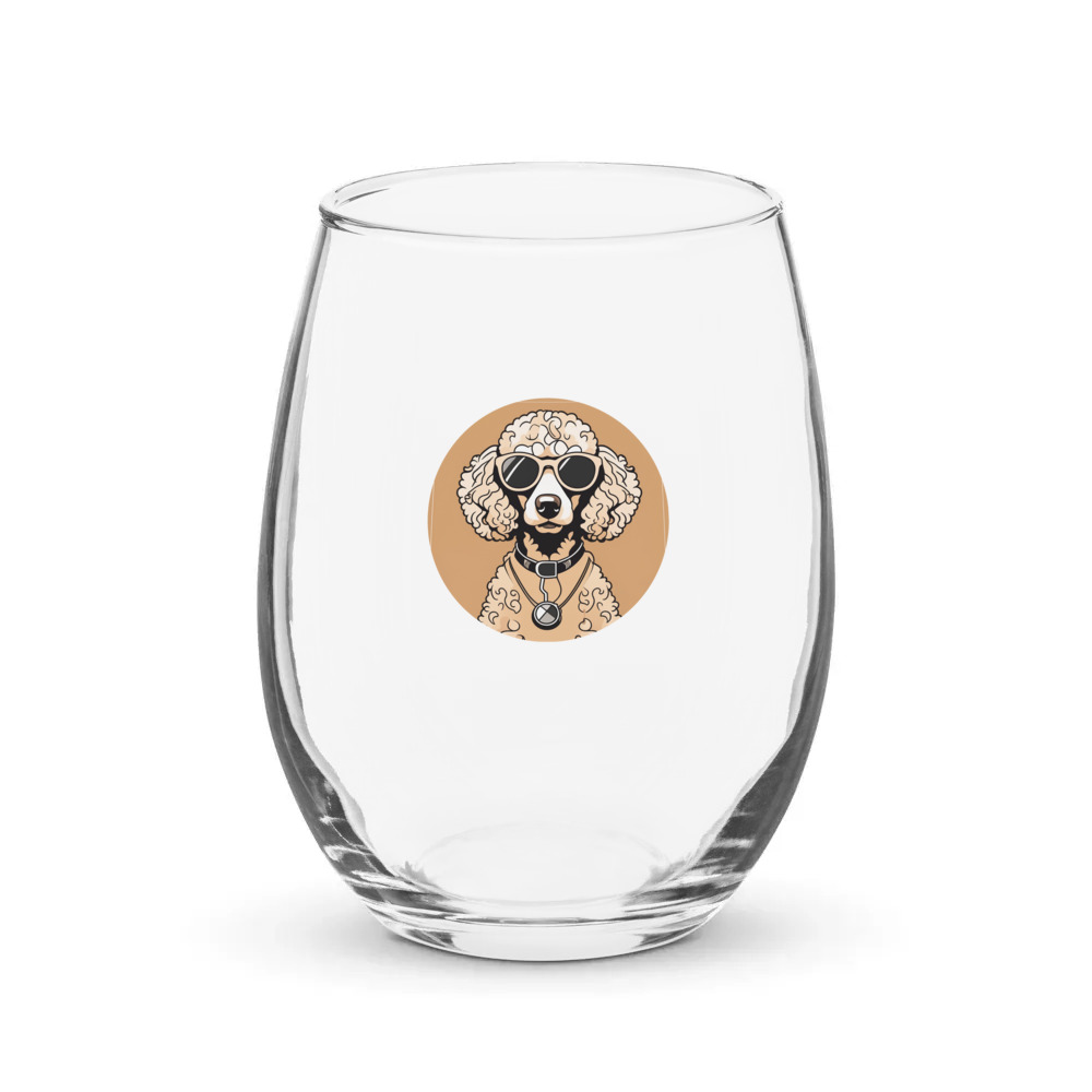 PugMug Custom Tan Poodle Stemless Wine Glass