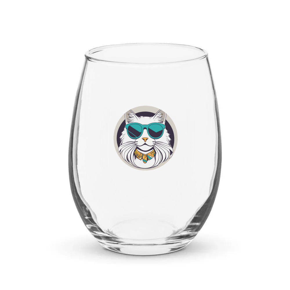 PugMug Custom White Ragdoll Cat Stemless Wine Glass