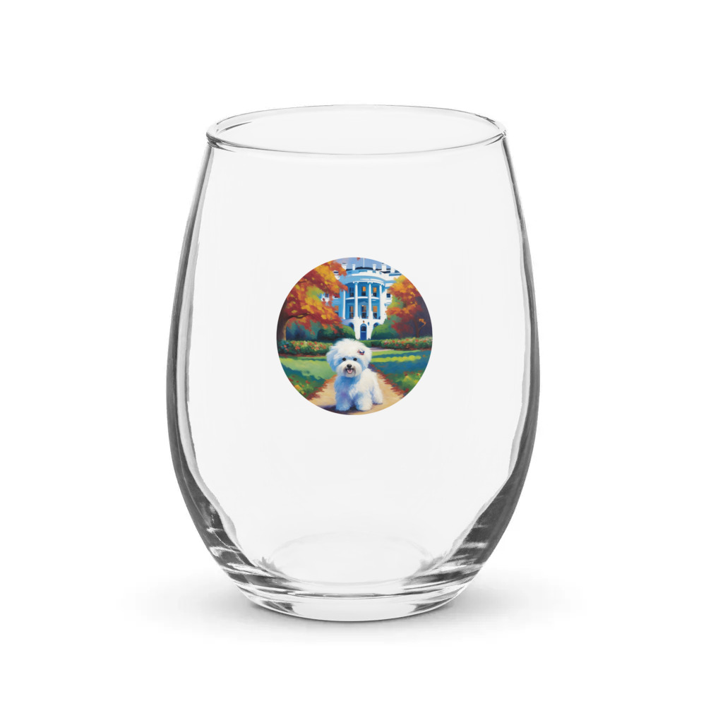 PugMug Custom Bichons Frise Stemless Wine Glass