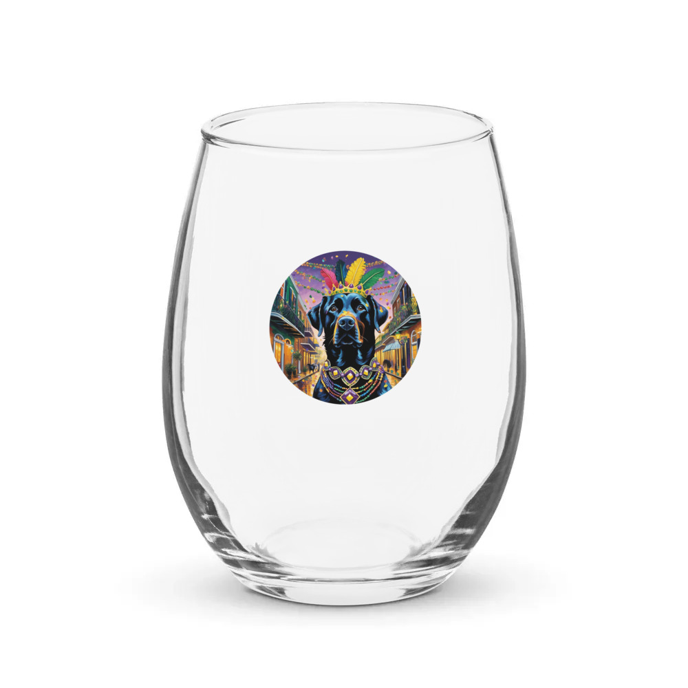PugMug Custom Black Labrador Retriever Stemless Wine Glass