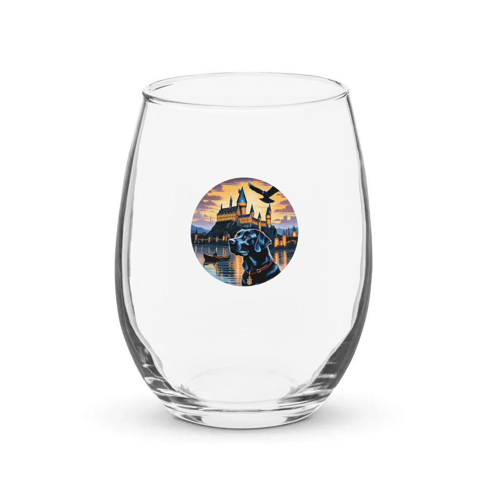 PugMug Custom Black Labrador Retriever Stemless Wine Glass