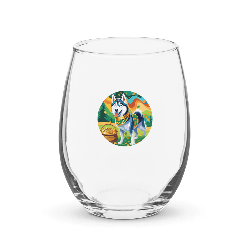 PugMug Custom Siberian Husky Stemless Wine Glass