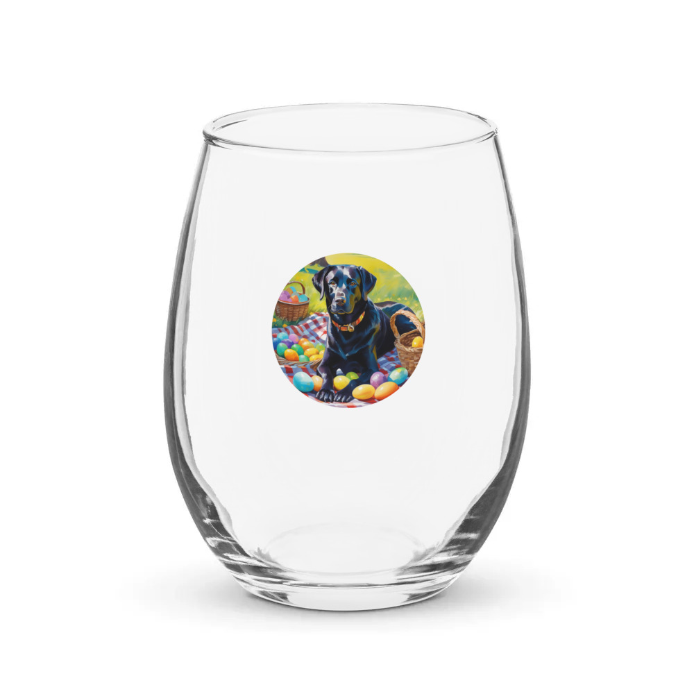 PugMug Custom Black Labrador Retriever Stemless Wine Glass