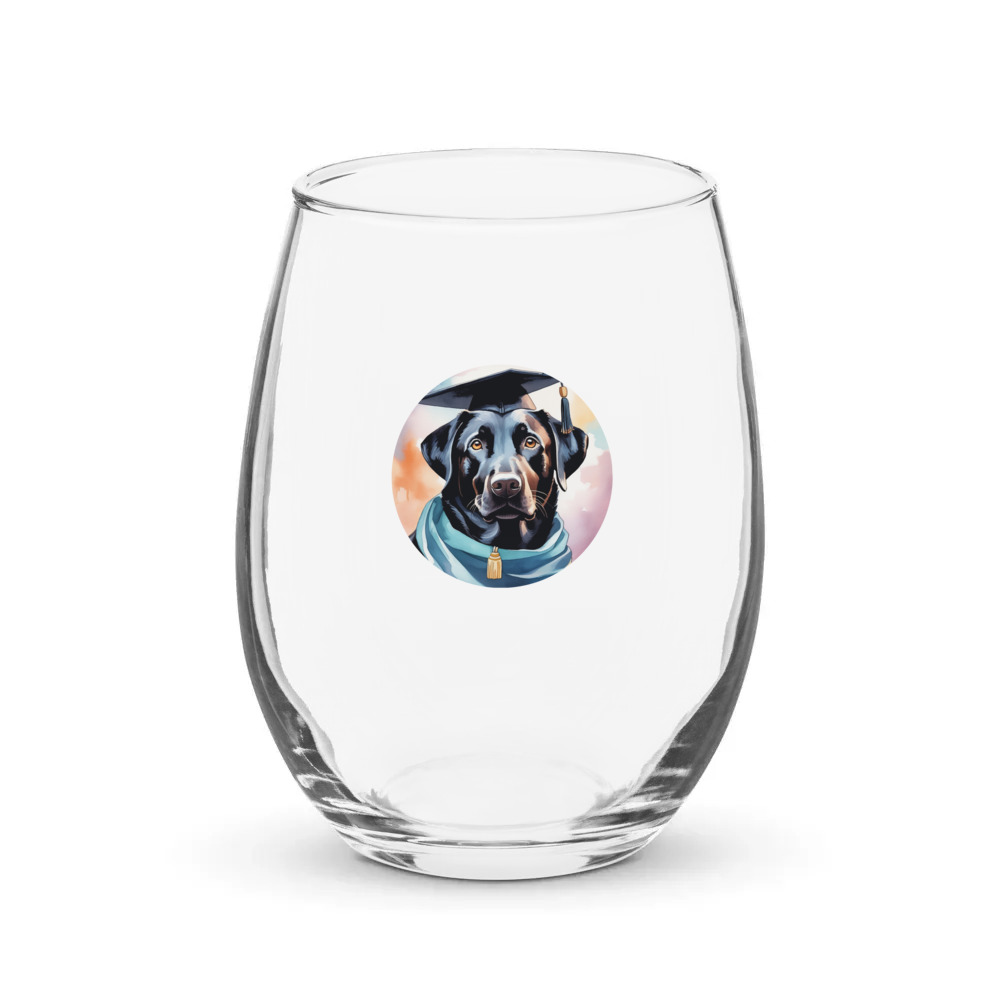 PugMug Custom Black Labrador Retriever Stemless Wine Glass