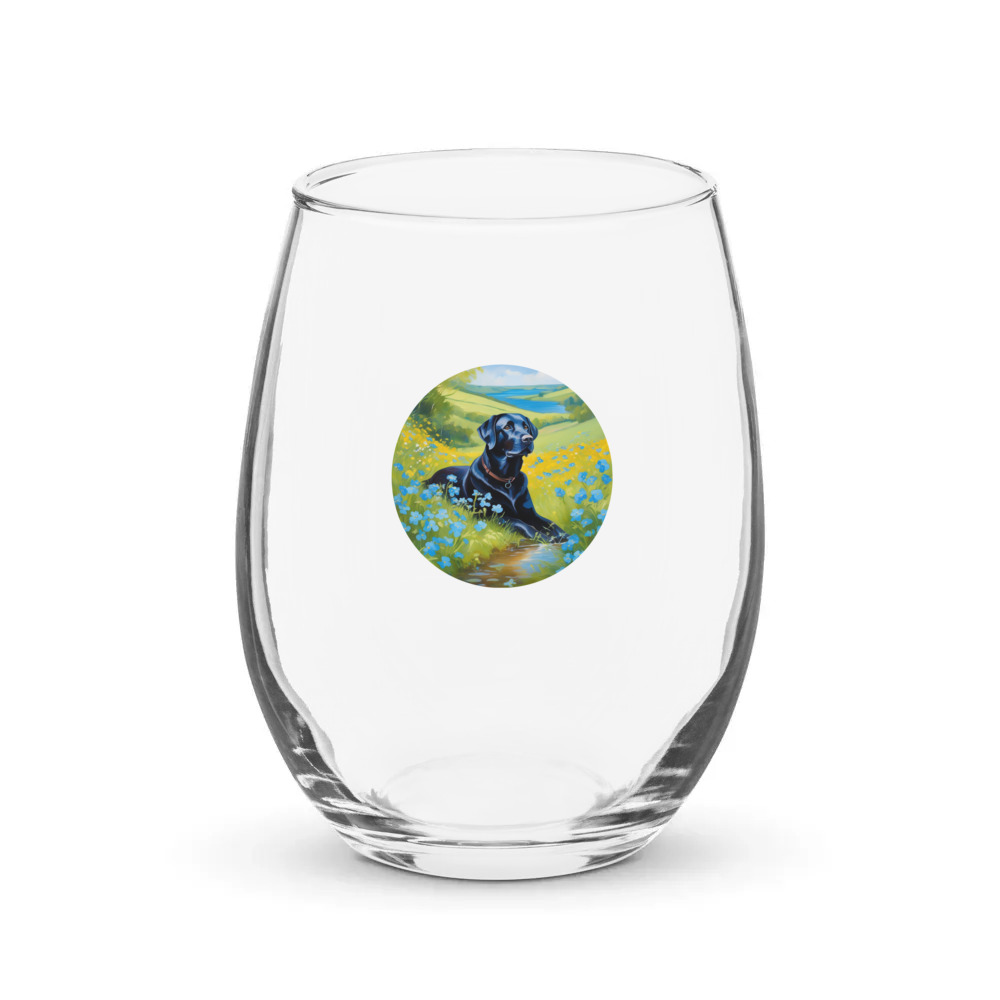 PugMug Custom Black Labrador Retriever Stemless Wine Glass
