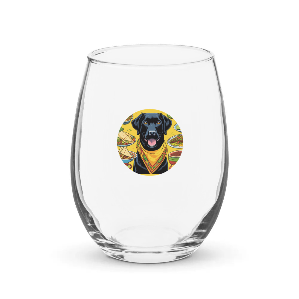 PugMug Custom Black Labrador Retriever Stemless Wine Glass