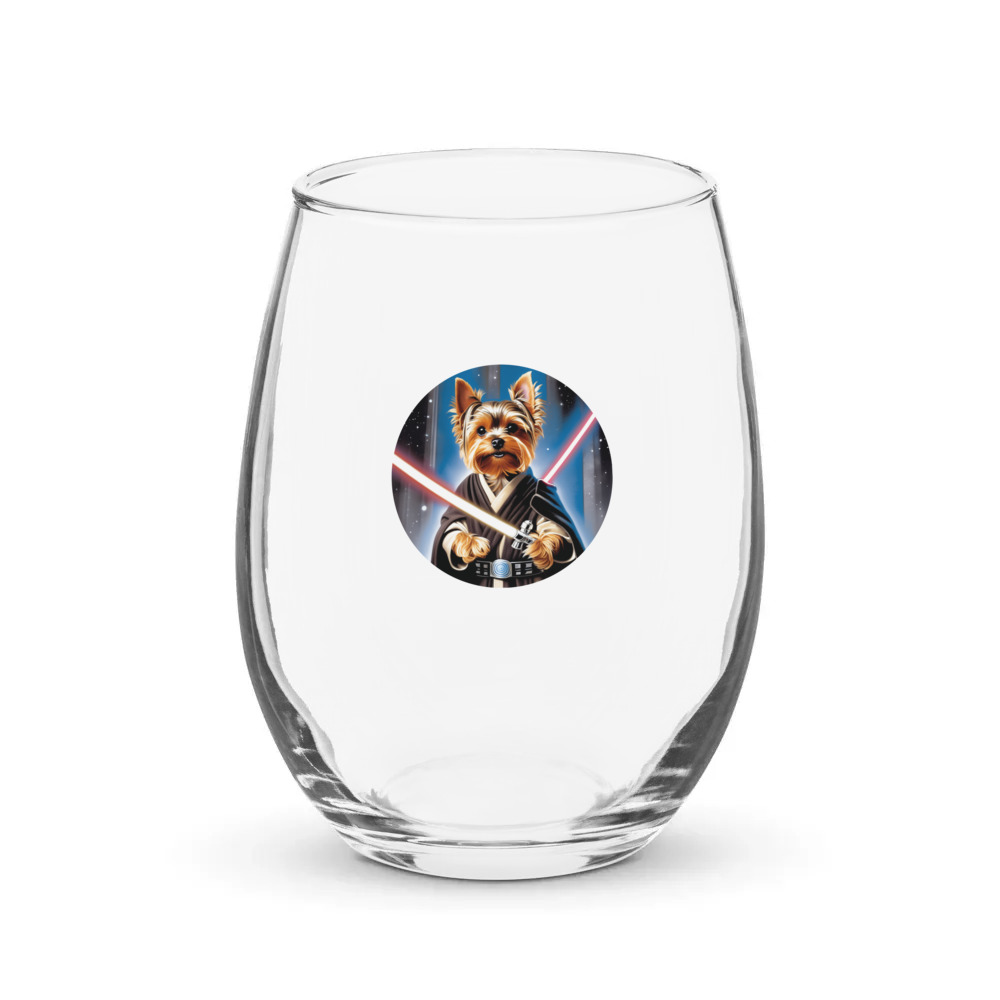 PugMug Custom Yorkshire Terrier Stemless Wine Glass